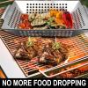 imageGRILLART Grill Basket Heavy Duty Large Grill Baskets for Outdoor Grill Vegetables Stainless Steel Veggie Grilling BasketPan  Lasting Grill Vegetable Basket BBQ Grill Accessories Gifts for Dad Men12