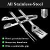 imageGRILLART Grill Tools Grill Utensils Set  3PCS BBQ Tools Stainless Barbeque Grill Accessories SpatulaTongsFork wInsulated Glove Ideal BBQ Set Grilling Tools for Outdoor Grill Gifts for Men DadBlack