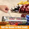 imageGrill Basket Set  2 PCS Stainless Steel Rolling Grilling Baskets for BBQ Ideal for Cooking Meat French Fries and Vegetables on Camping or Outdoor Barbecue  XXXL Size 454 Top Diameter
