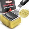 imageGRILLART Grill Brush Bristle Free SteamWizards BBQ Replaceable Cleaning Head Unique SeamlessFit Scraper Tool for Cast IronStainlessSteel Grates Safe Barbecue Grill CleanerRedBlack