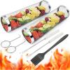 imageGRILLART Grilling Basket  2PCS for Barbecues Cooking Round Stainless Steel Mesh Design Ultimate Grilling Accessory Portable Outdoor Camping BBQ Rack  Large Size118x354 inchL2 Stainless Steel