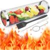 imageGRILLART Grilling Basket  2PCS for Barbecues Cooking Round Stainless Steel Mesh Design Ultimate Grilling Accessory Portable Outdoor Camping BBQ Rack  Large Size118x354 inchL1 Stainless Steel