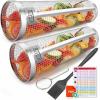 imageGrill Basket Set  2 PCS Stainless Steel Rolling Grilling Baskets for BBQ Ideal for Cooking Meat French Fries and Vegetables on Camping or Outdoor Barbecue  XXXL Size 454 Top Diameter