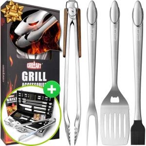 imageGRILLART 4PCS Lifetime Lasting BBQ Tools Set Bundle with 19PCS Professional Grill Tools Set