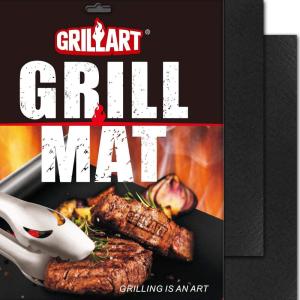 imageGRILLART BBQ Grill Mats for Outdoor Grill  Nonstick 600 Degree Heavy Duty Grilling Mat Set of 2  Reusable BBQ Grill Accessories Sheets Works on Electric Grill Gas Charcoal BBQ  Gifts for Men DadMedium
