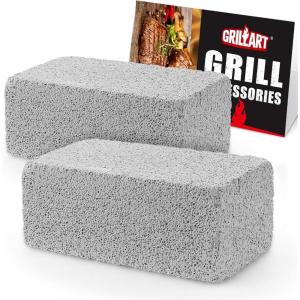 imageGRILLART Griddle Cleaning Kit for Blackstone Flat Top Grill Cleaning Kit with Grill Stone Griddle Scraper Scouring Pad and Handles Multifunctional Griddle Accessories for Rusty Grills OrangeBSK03