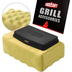 imageGRILLART Grill Brush Bristle Free Replaceable BBQ Cleaning Head No Handle Safe Replacement Cleaning Pad for Cast IronStainlessSteel Grates  BlackA Replaceable Pad