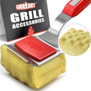imageGRILLART Grill Brush Bristle Free SteamWizards BBQ Replaceable Cleaning Head Unique SeamlessFit Scraper Tool for Cast IronStainlessSteel Grates Safe Barbecue Grill CleanerRedGrill Brush  Scraper