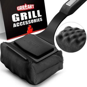 imageGRILLART Grill Brush Bristle Free SteamWizards BBQ Replaceable Cleaning Head Unique SeamlessFit Scraper Tool for Cast IronStainlessSteel Grates Safe Barbecue Grill CleanerRedDark Night