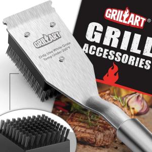 imageGRILLART Grill Brush and Scraper Wire BBQ Grill Brush for Outdoor Grill 165 Grill Cleaning Brush BBQ Grill Accessories Safe Grill Cleaner BrushIdeal Gift for MenDad BBQ Brush for Grill CleaningBlack