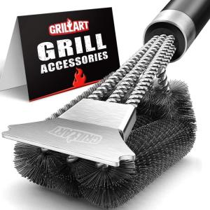 imageGRILLART Grill Brush and Scraper with Deluxe Handle Safe Wire Grill Brush BBQ Cleaning Brush Grill Grate Cleaner for Gas Infrared Charcoal Porcelain Grills BR8529