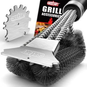 imageGRILLART Grill Brush and Scraper18 Inch BBQ Grill Cleaning Brush Kit Safe Wire Scrubber Universal Fit BBQ Cleaner Accessories for All GratesMatt Black