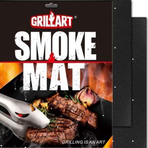 imageGRILLART Grill Mat with Holes  100 NonStick 600 Degree BBQ Grill Mats Set of 2  Heavy Duty Reusable Easy to Clean Barbecue Grilling Mat Accessories  Works on Electric Grill Gas Charcoal BBQ