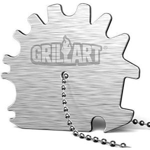 imageGRILLART Stocking Stuffers Men Grill Scraper Tool BBQ Stocking Stuffer Gifts for Men Dad Husband Stainless Steel Grate Grill Scraper Bristle Free Cleaner to Tailgating Accessories