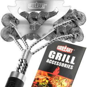 imageGRILLART Grill Brush for Outdoor Grill Bristle Free  Safe BBQ Grill Cleaner Brush  18quot BBQ Brush for Grill Cleaning Kit Stainless Grill Cleaning Brush BBQ Grill Accessories Tools Gifts for Men DadSilver